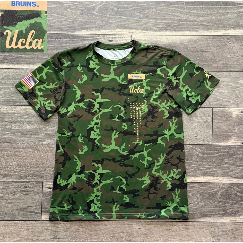 Nike UCLA Bruins Sports Green Camo Dri-FIT T-Shirt DV7158-328 Jumpman Mens Large